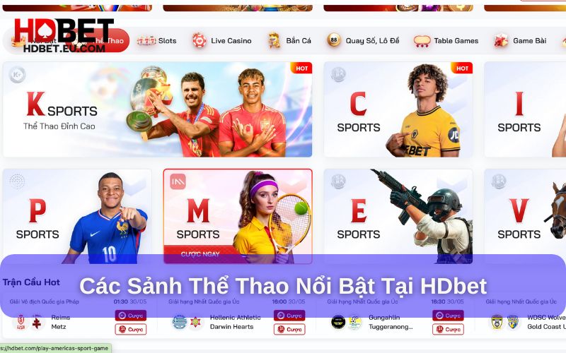Các sảnh chơi thể thao HDbet