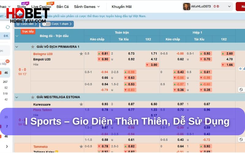 Giao diện I Sports tại HDBET dễ sử dụng và thân thiện Giao diện I Sports tại HDBET dễ sử dụng và thân thiện