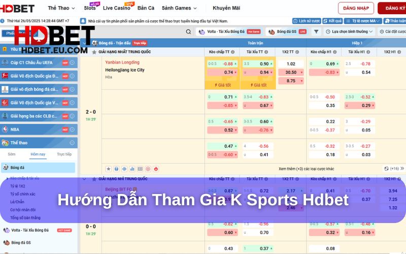 K Sports và cách tham gia sảnh chơi tại HDbet K Sports và cách tham gia sảnh chơi tại HDbet