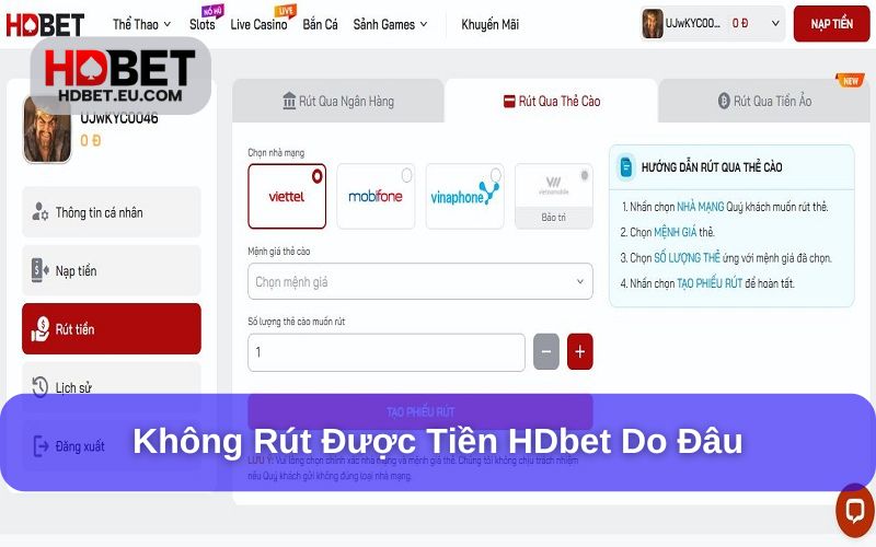 Nguyên nhân khiến giao dịch rút tiền HDbet bị huỷ bỏ