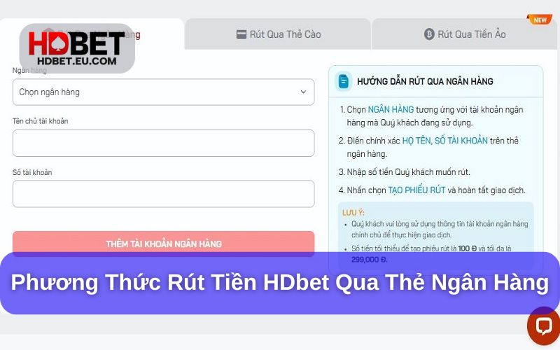 Rút tiền HDbet qua ngân hàng nhanh chóng và tiện lợi